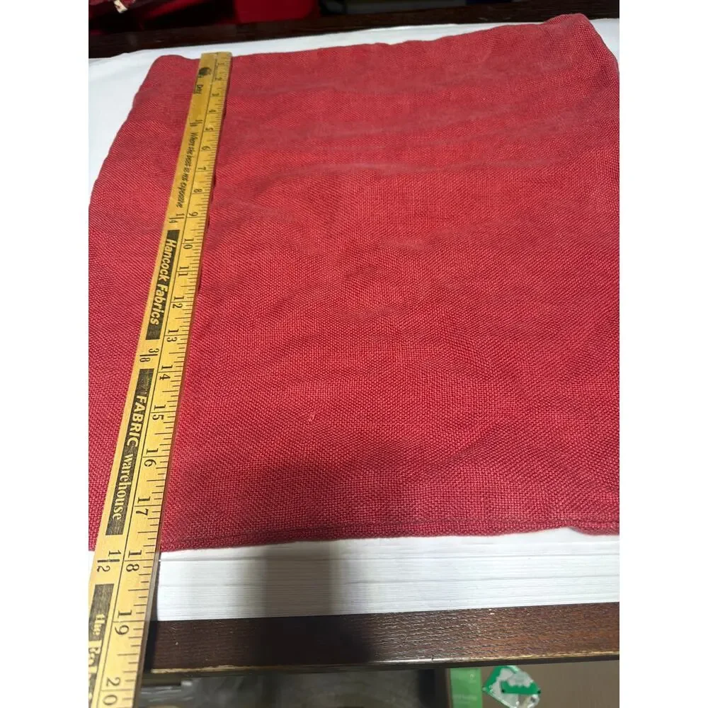 Pottery Barn Pillow Cover Red 100% Linen 18x18 Square Case Button Rustic